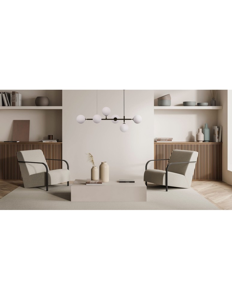 Light Prestige Alisa lampa wisząca czarna białe kulki LP-005/6P BK/WH 6xE14 czarny / biały Light Prestige Alisa lampa wisząca czarna białe kulki LP-005/6P BK/WH 6xE14 czarny / biały