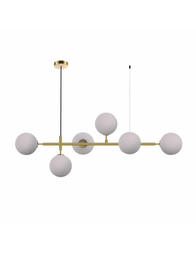 Lampy wiszące - Light Prestige Alisa lampa wisząca białe kulki LP-005/6P WH 6xE14 złoty / biały - produkt kolory-swiatla.pl 1