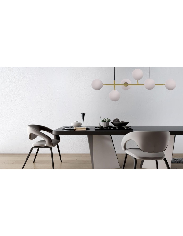 Light Prestige Alisa lampa wisząca białe kulki LP-005/6P WH 6xE14 złoty / biały