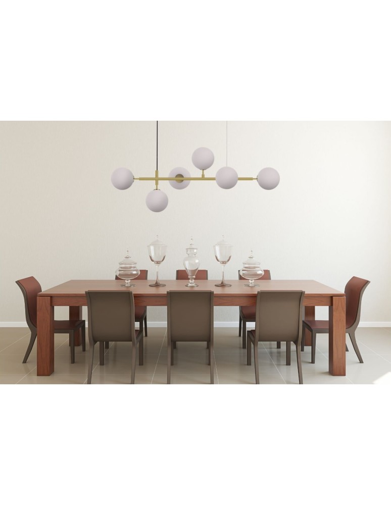 Light Prestige Alisa lampa wisząca białe kulki LP-005/6P WH 6xE14 złoty / biały