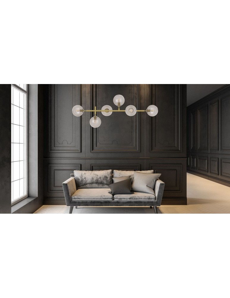 Light Prestige Alisa lampa wisząca transparentne kulki LP-005/6P TR 6xE14 złoty / transparentny