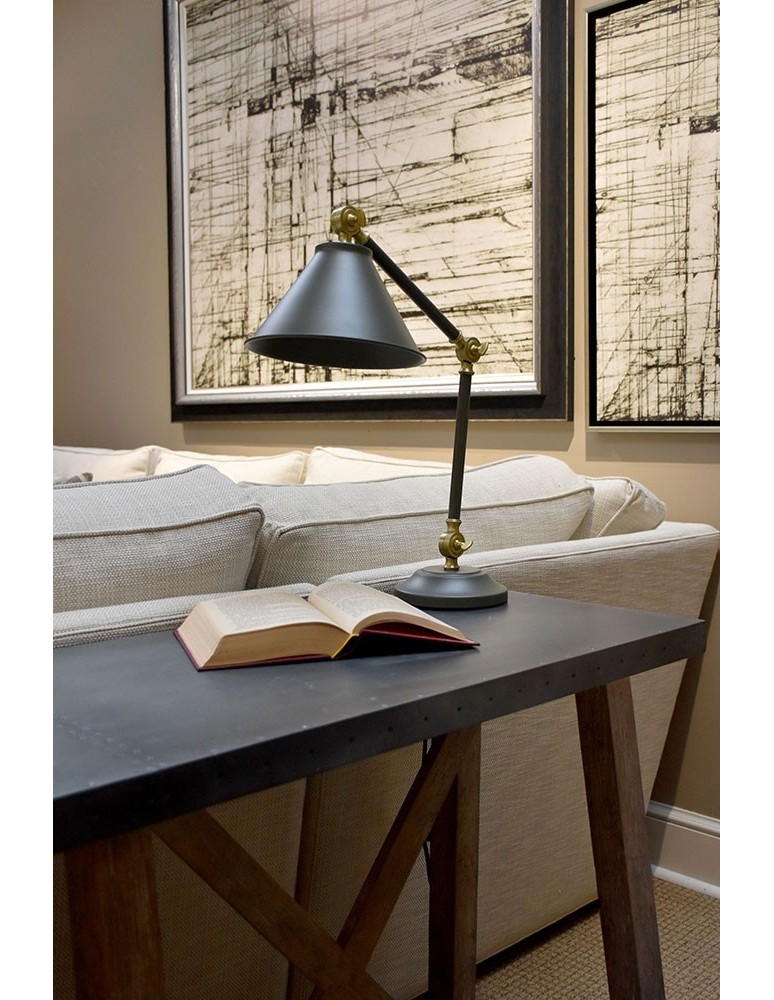 Elstead PROVENCE ELEMENT Lampa Stołowa E27 1x60W Grafitowy/Mosiądz Antyczny PV-ELEMENT-GAB