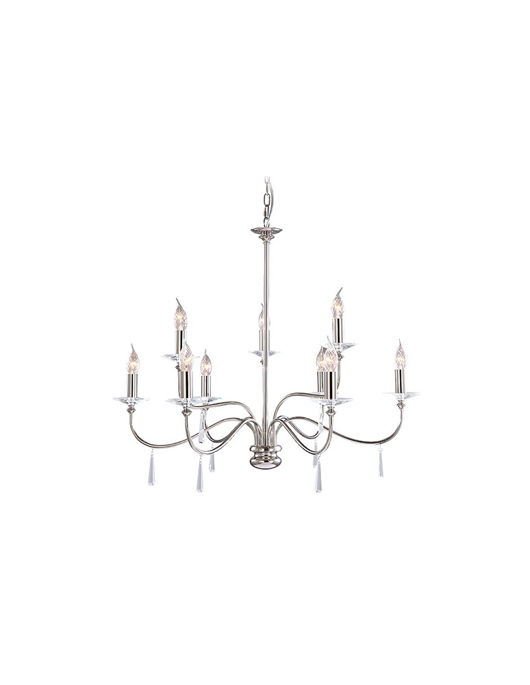 Żyrandole świecznikowe - Elstead FINSBURY PARK 9x60W E14 FP9 POL NICKEL Wisząca - produkt kolory-swiatla.pl 1