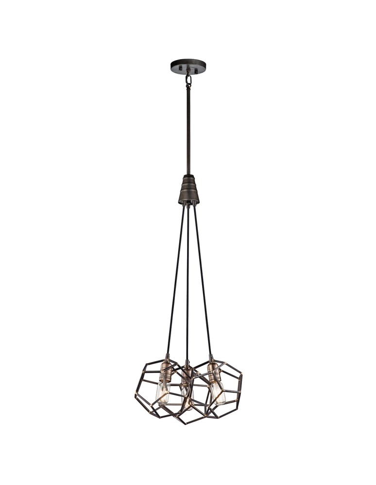 Żyrandole - Elstead ROCKLYN Żyrandol E27 3x100W Stalowy KL-ROCKLYN3-RS - produkt kolory-swiatla.pl 1