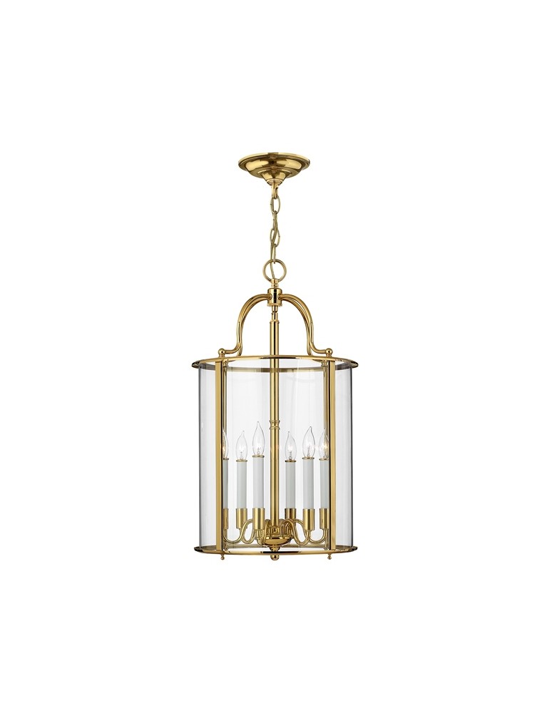 Żyrandole w stylu Hampton - Hinkley GENTRY 6x60W E14 HK/GENTRY/P/L PB Wisząca - produkt kolory-swiatla.pl 1