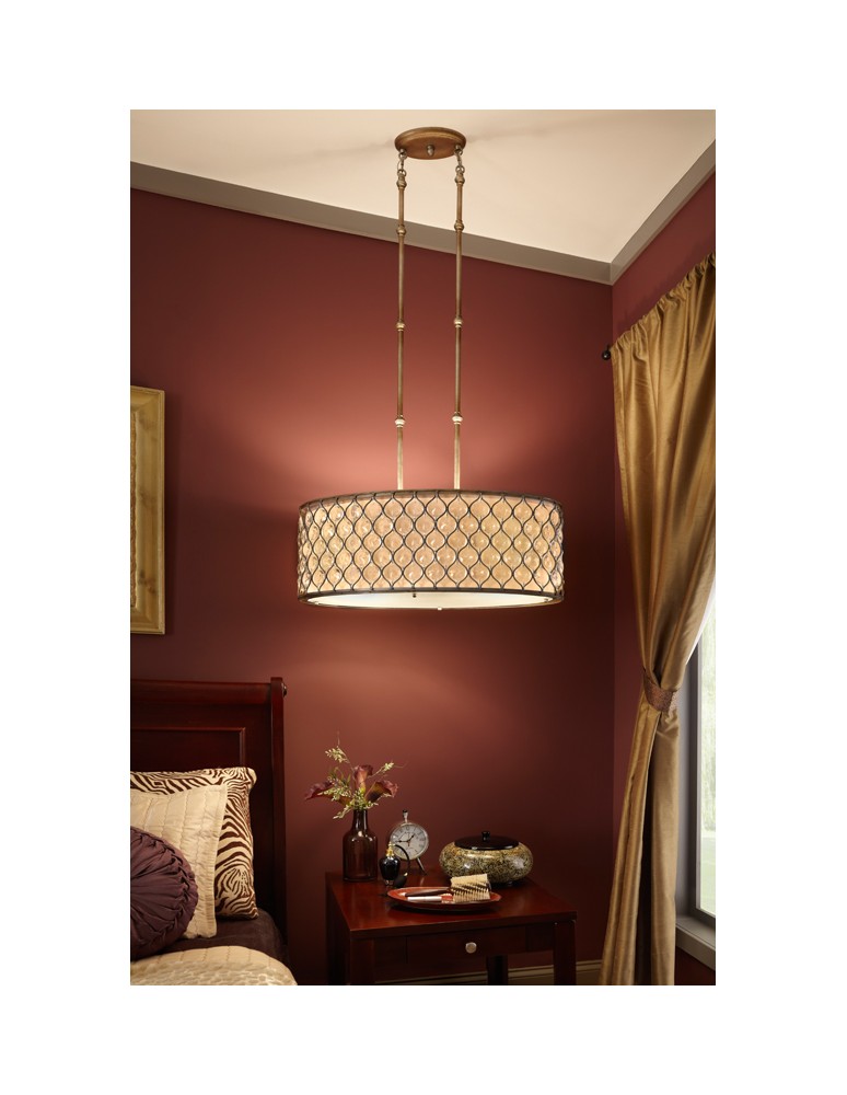 Lampy wiszące z abażurem - Elstead Lighting Feiss Wisząca LUCIA OVAL 3x100W E27 FE/LUCIA/P/A - product kolory-swiatla.pl 2