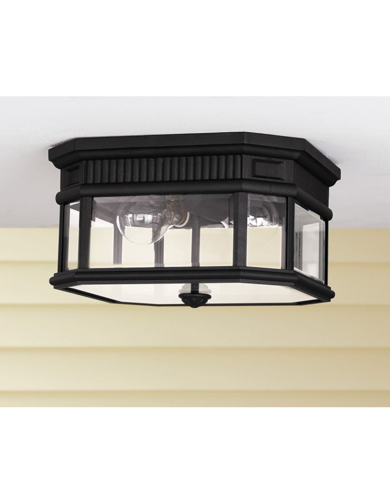 Elstead COTSWOLD LANE Plafon E27 2x60W IP44 Czarny FE-COTSLN-F-BK