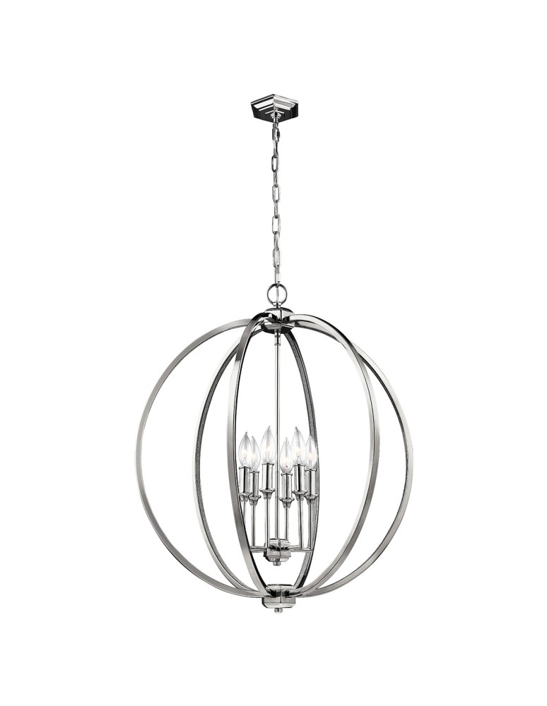 Lampy wiszące w stylu Hampton - Elstead CORINNE Wisząca E14 6x60W Nikiel FE-CORINNE-6P-L - produkt kolory-swiatla.pl 1