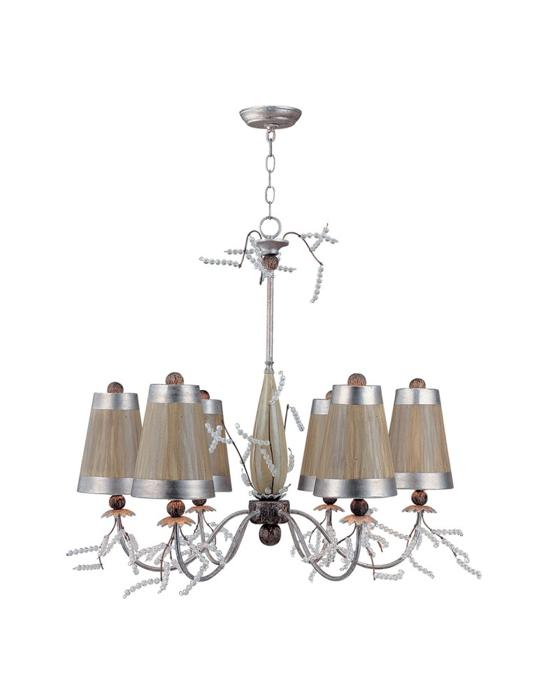 Żyrandole z abażurem - Elstead KRISTAL LUXE Żyrandol E27 6x60W Srebrny/Grafitowy FB-KRISTAL-LUXE6 - produkt kolory-swiatla.pl 1