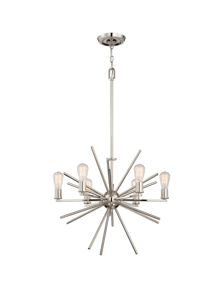 Żyrandole nowoczesne - Elstead UPTOWN CARNEGIE Żyrandol E27 6x60W Srebrny QZ-CARNEGIE6-IS - produkt kolory-swiatla.pl 1