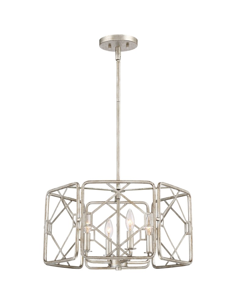 Lampy wiszące - Quoizel Mission Wisząca E14 4xMAX 60W Srebrny QZS-MIS2820RB - produkt kolory-swiatla.pl 1