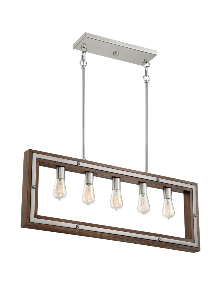 Lampy wiszące - Quoizel Westerly Wisząca E27 5xMAX 60W Nikiel QZS-WTY536BN - produkt kolory-swiatla.pl 1