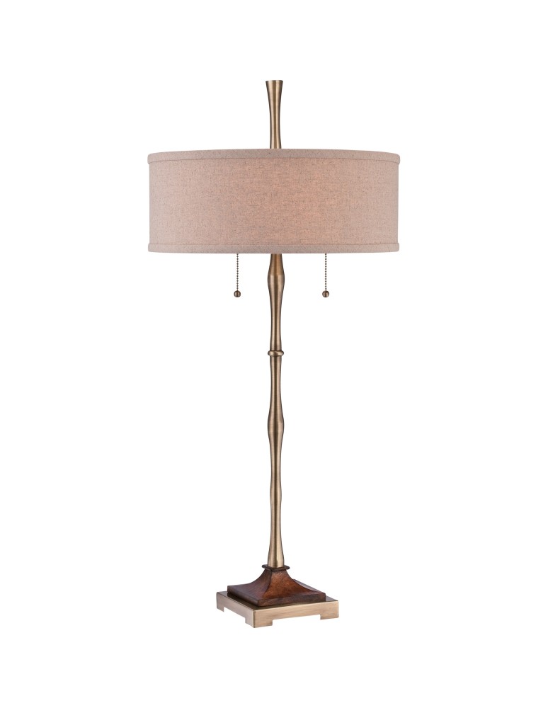 Lampy stołowe klasyczne - Quoizel Hickman Lampa stołowa E27 2xMAX 60W Brązowy QZS-CKHM1879T - produkt kolory-swiatla.pl 1