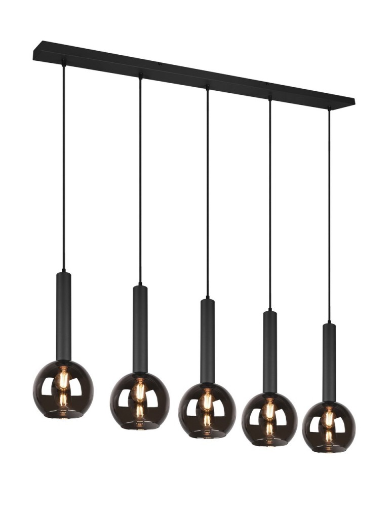 Lampy wiszące na listwie - TRIO CLAYTON Wisząca E27 5x28W Ściemnialna czarny 310300532 - produkt kolory-swiatla.pl 1