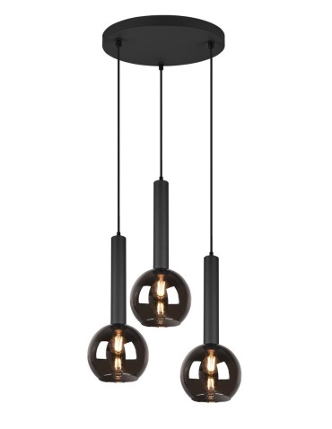TRIO CLAYTON Wisząca E27 3x28W Ściemnialna czarny 310390332