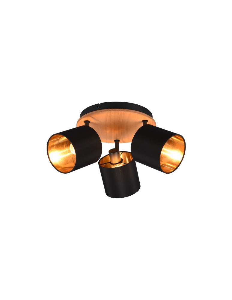 Reflektory sufitowe - TRIO TOMMY Reflektor E14 3x28W Ściemnialna drewno R81333930 - produkt kolory-swiatla.pl 1