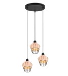Lampy wiszące potrójne - TRIO BORKA Wisząca E27 3x40W Ściemnialna drewno R31263336 - product 1