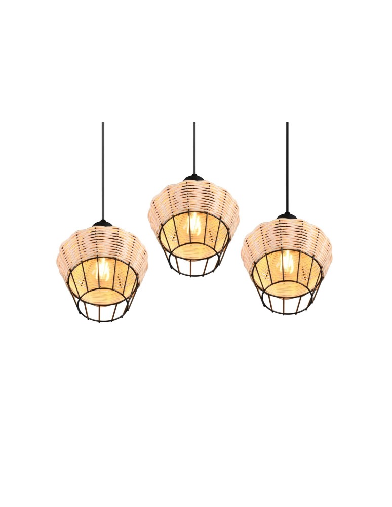 TRIO BORKA Wisząca E27 3x40W Ściemnialna drewno R31263336