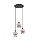 Lampy wiszące potrójne - TRIO BORKA Wisząca E27 3x40W Ściemnialna drewno R31263336 - product 4