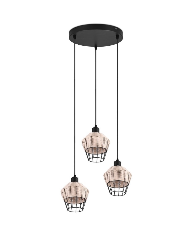TRIO BORKA Wisząca E27 3x40W Ściemnialna drewno R31263336