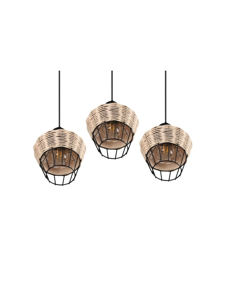 TRIO BORKA Wisząca E27 3x40W Ściemnialna drewno R31263336