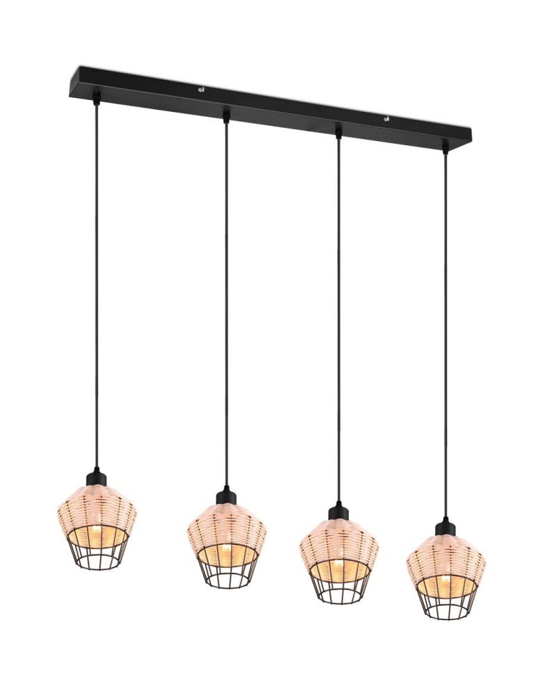 Lampy wiszące na listwie - TRIO BORKA Wisząca E27 4x40W Ściemnialna drewno R31264036 - produkt kolory-swiatla.pl 1