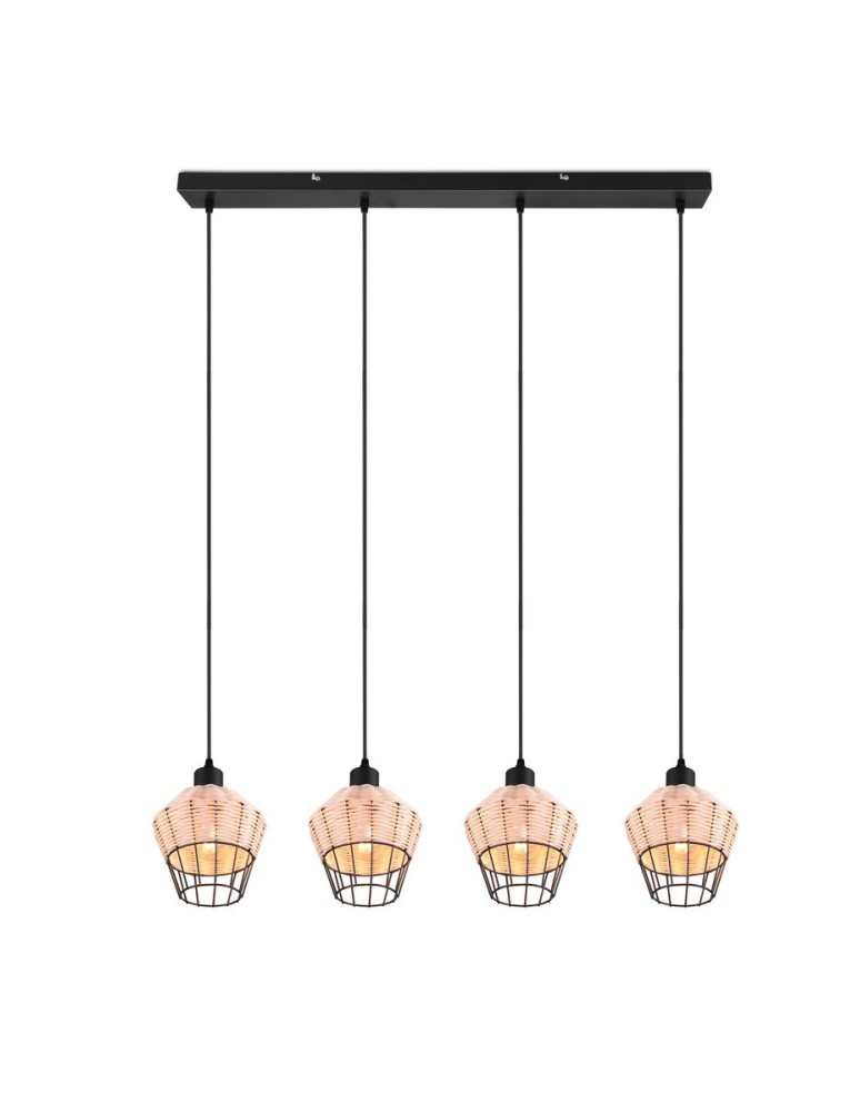 TRIO BORKA Wisząca E27 4x40W Ściemnialna drewno R31264036