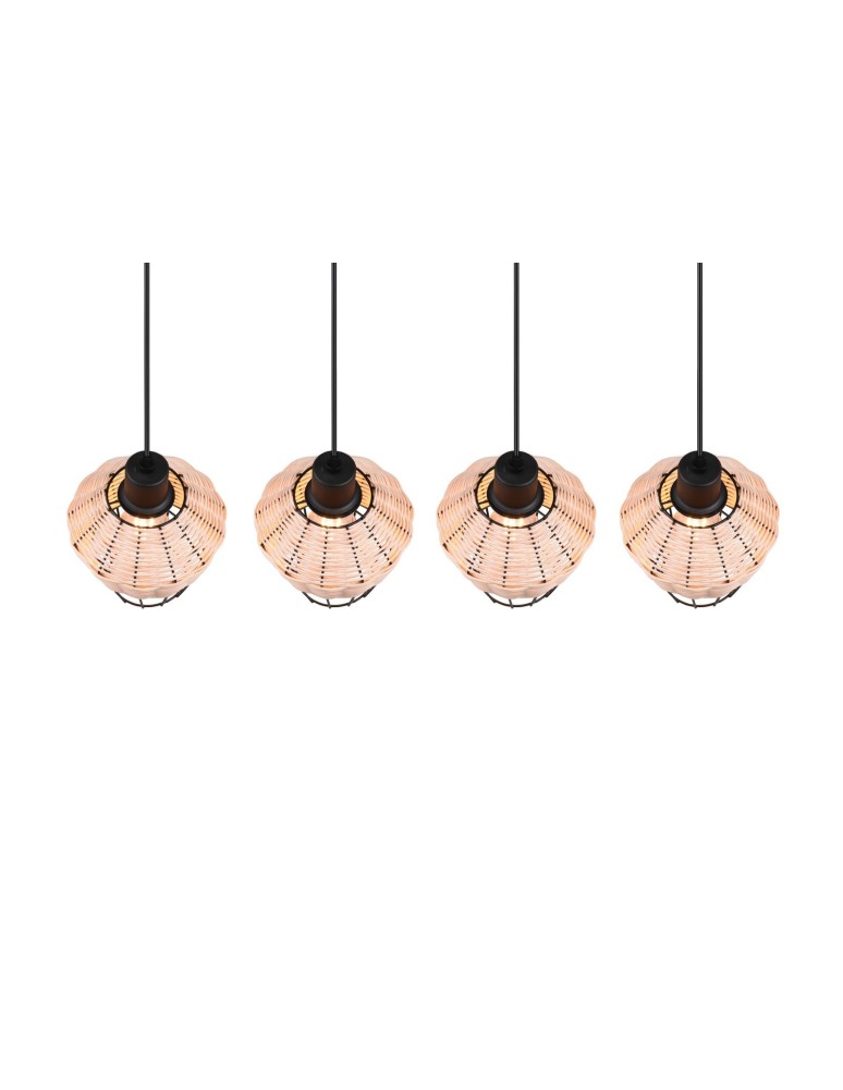 TRIO BORKA Wisząca E27 4x40W Ściemnialna drewno R31264036