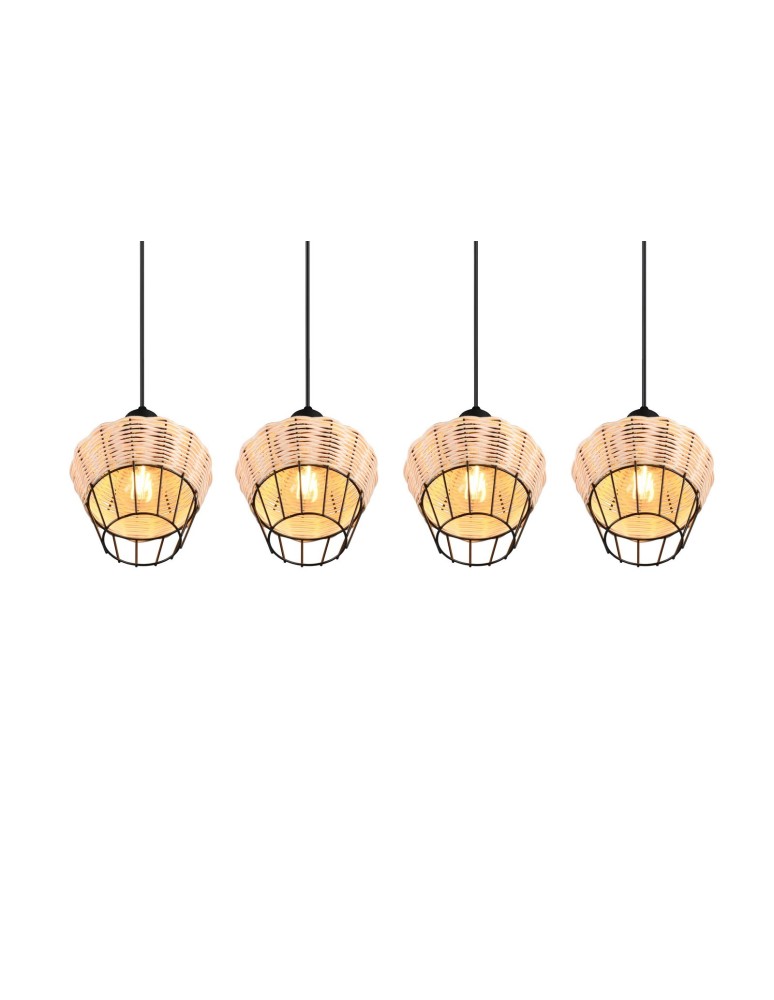 TRIO BORKA Wisząca E27 4x40W Ściemnialna drewno R31264036
