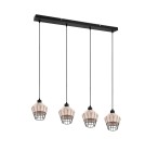 Lampy wiszące na listwie - TRIO BORKA Wisząca E27 4x40W Ściemnialna drewno R31264036 - product 5