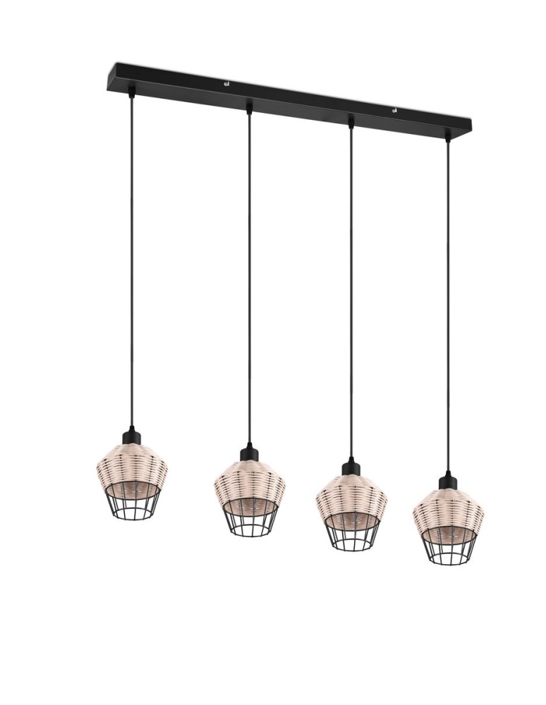 TRIO BORKA Wisząca E27 4x40W Ściemnialna drewno R31264036