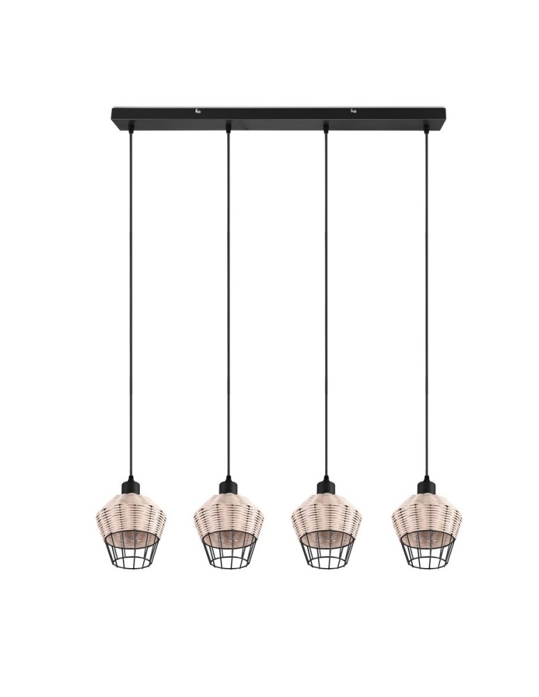 TRIO BORKA Wisząca E27 4x40W Ściemnialna drewno R31264036