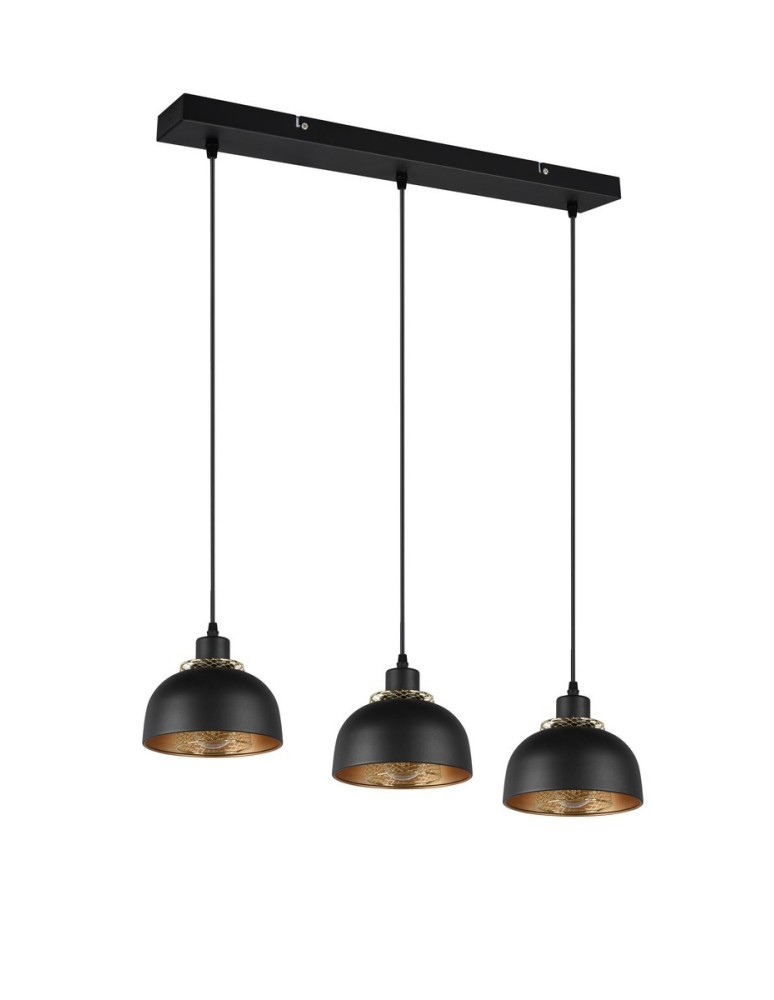 TRIO PUNCH Wisząca E27 3x40W Ściemnialna czarny R30813032