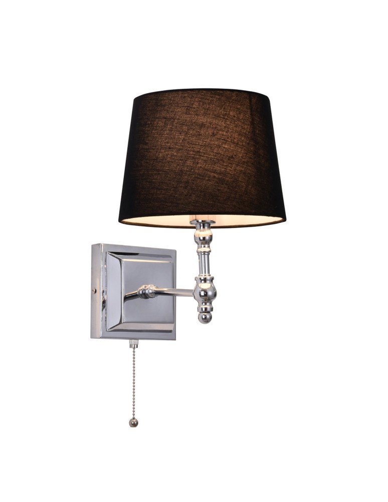 Kinkiety z abażurem - ITALUX Luno Kinkiet E27 1x40W Chrom/Czarny WL-2021-1 - produkt kolory-swiatla.pl 1