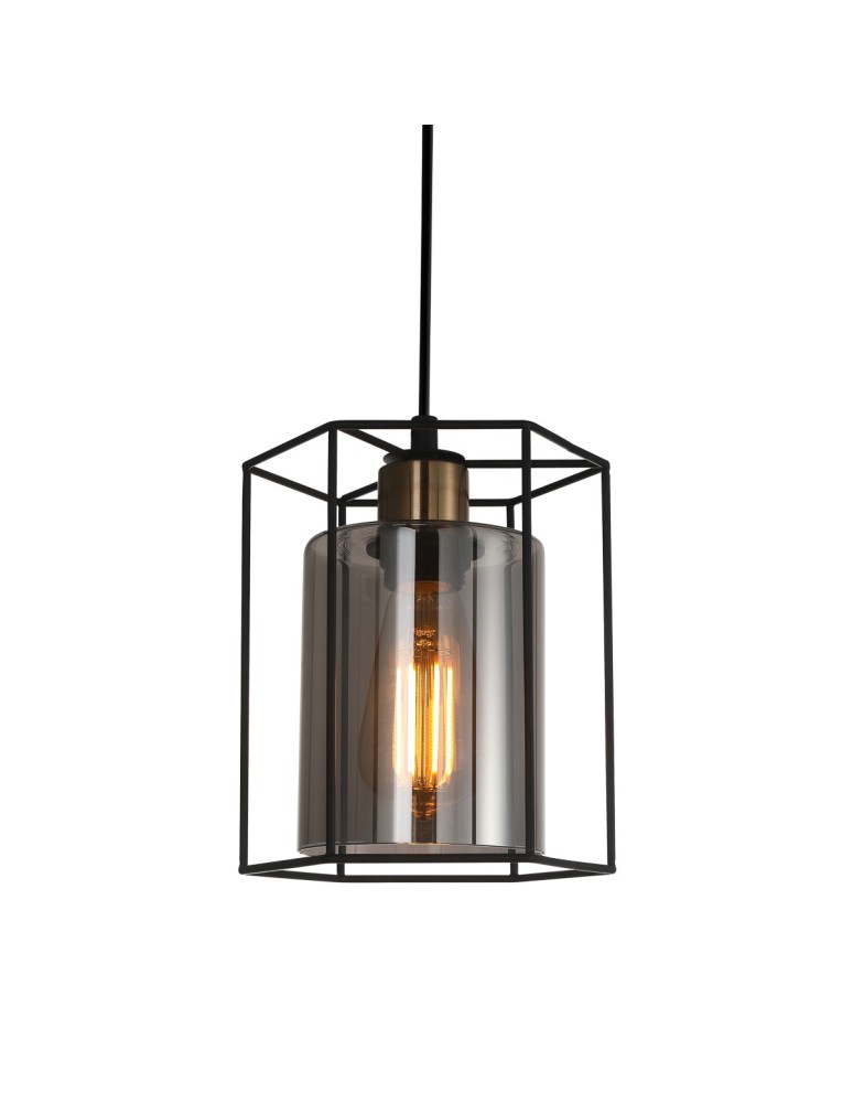 Lampy wiszące loftowe - ITALUX Kalula Wisząca E27 1x40W Czarny PND-78901-1-BK+SG - produkt kolory-swiatla.pl 1