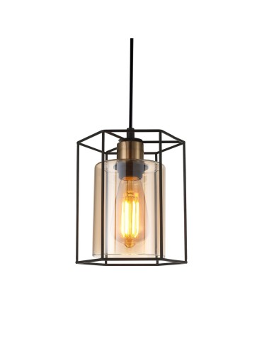 ITALUX Kalula Wisząca E27 1x40W Czarny PND-78901-1-BK+AMB
