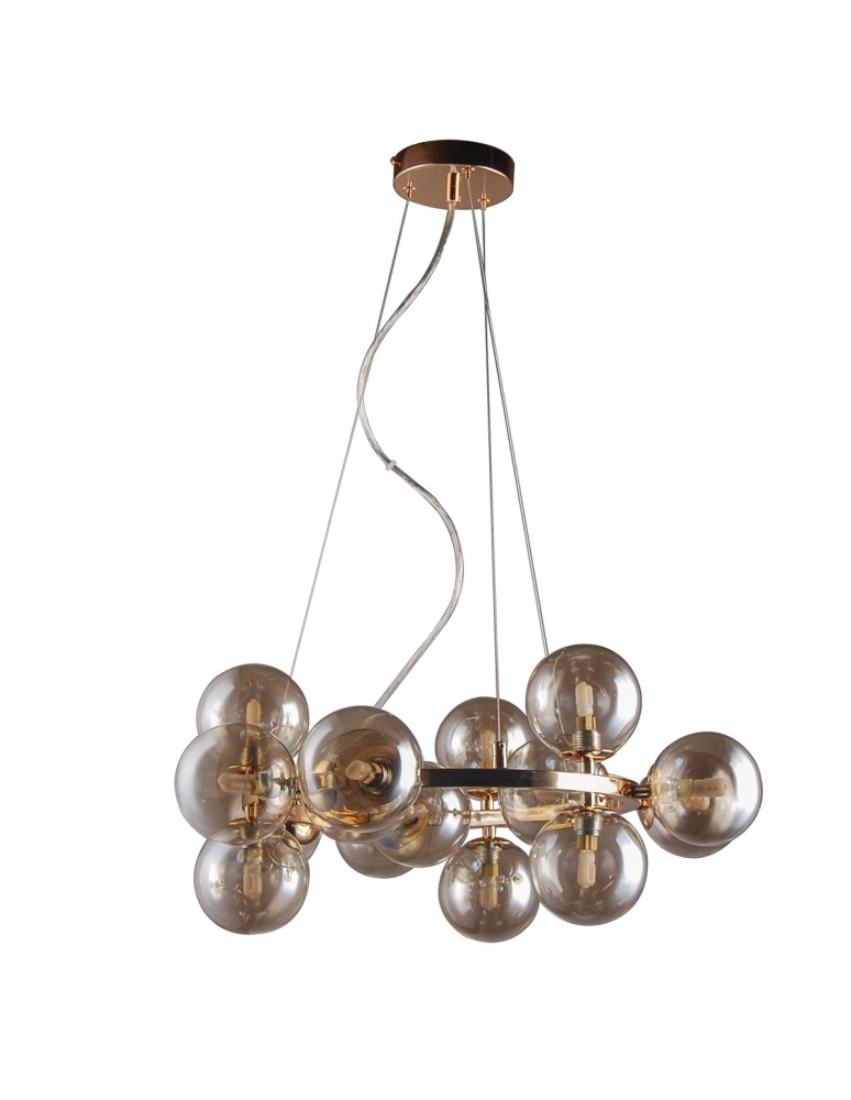 Lampy wiszące kule - ITALUX Marbelio Wisząca G9 15x28W Złoty/Koniakowy PND-6161-15 GO+CO - produkt kolory-swiatla.pl 1