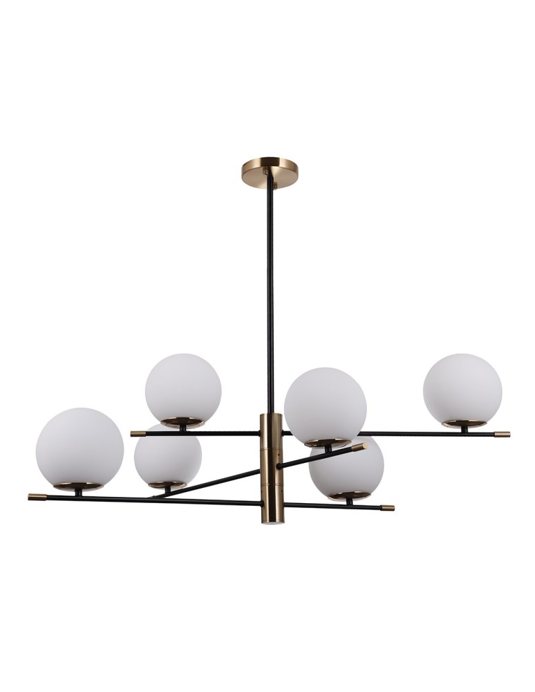 Lampy wiszące kule - ITALUX Stelia Wisząca E14 6x5W Czarny/Brązowy PND-43660-6 - produkt kolory-swiatla.pl 1