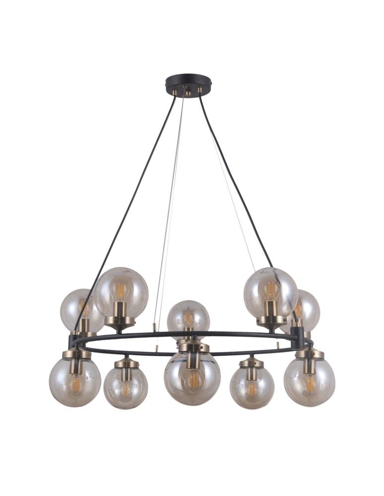 Lampy wiszące kule - ITALUX Galvez Wisząca E14 10x5W Czarny/Brązowy PND-28622-10A - produkt kolory-swiatla.pl 1