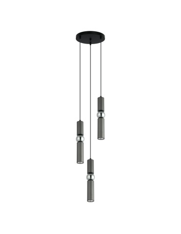 ITALUX Isidora Wisząca GU10 3x25W Czarny/Szary/Chrom PND-14290-3-GR