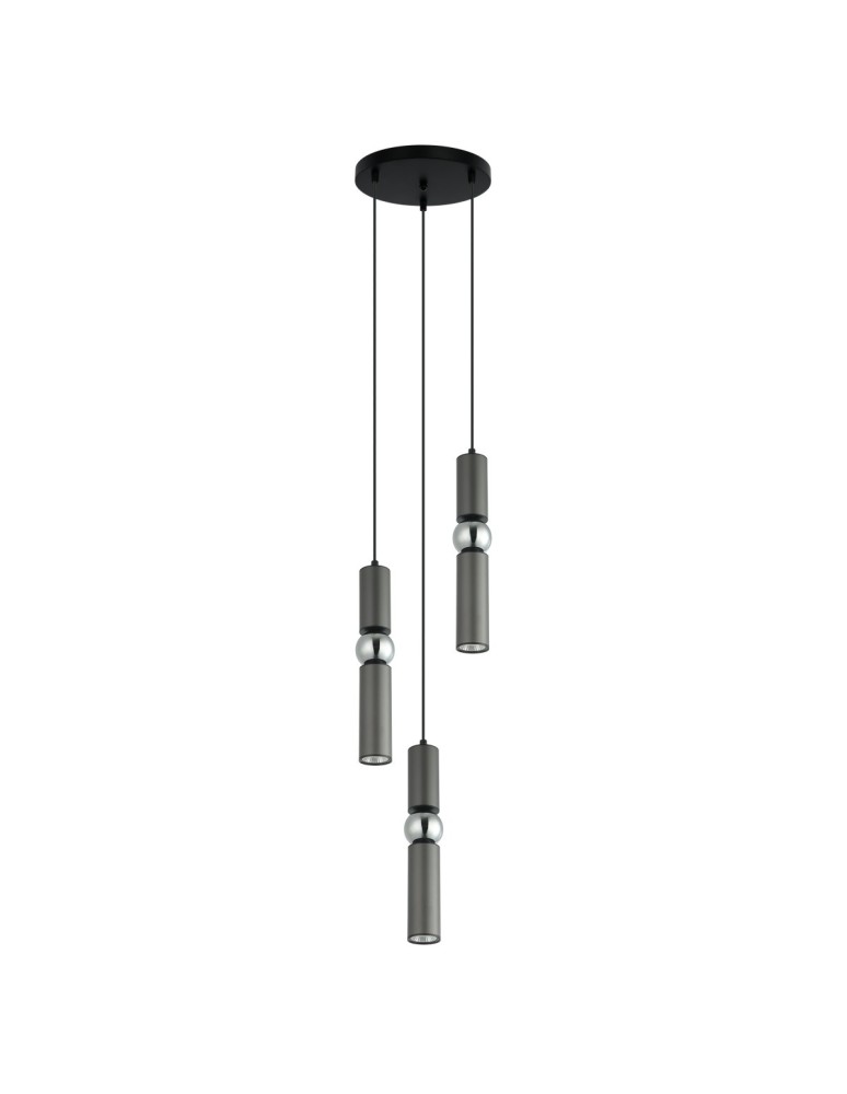 Lampy wiszące - ITALUX Isidora Wisząca GU10 3x25W Czarny/Szary/Chrom PND-14290-3-GR - produkt kolory-swiatla.pl 1