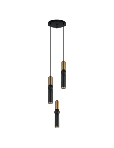 ITALUX Isidora Wisząca GU10 3x25W Czarny/Brązowy PND-14290-3-BRO-BK
