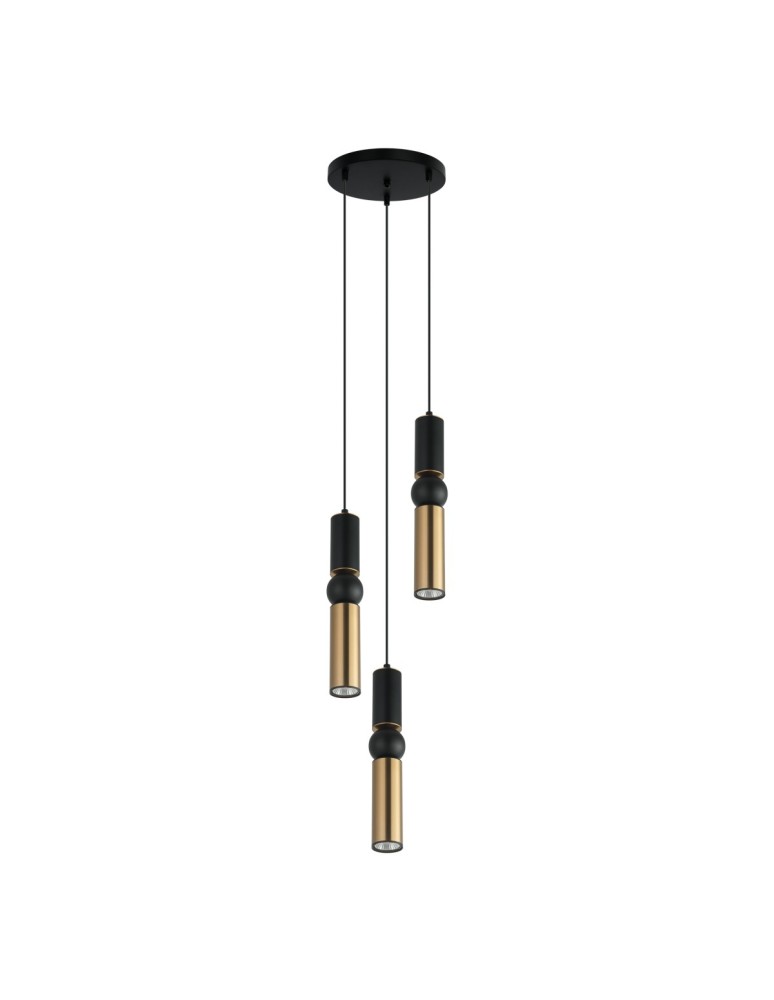 Lampy wiszące - ITALUX Isidora Wisząca GU10 3x25W Czarny/Brązowy PND-14290-3-BK-BRO - produkt kolory-swiatla.pl 1