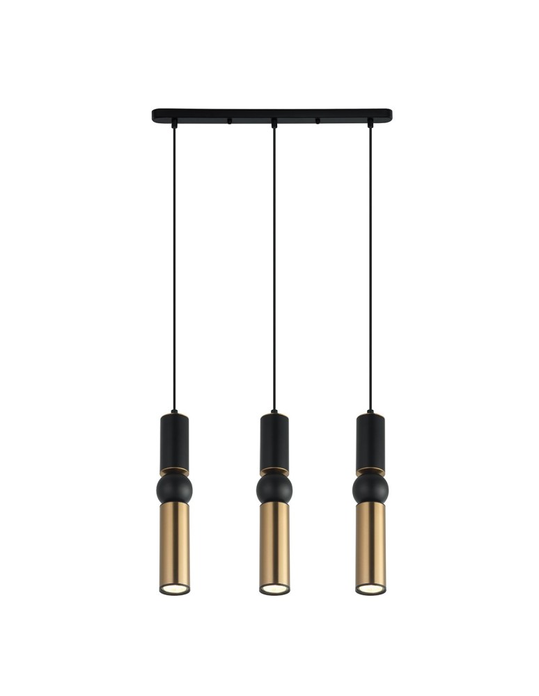 Lampy wiszące loftowe - ITALUX Isidora Wisząca GU10 3x25W Czarny/Brązowy PND-14290-3A-BK-BRO - produkt kolory-swiatla.pl 1