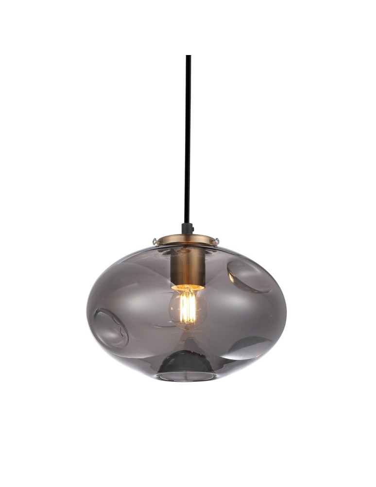 Lampy wiszące - ITALUX Hatella Wisząca E27 1x40W Miedziany/Czarny PND-112038-1-BRO+SG - produkt kolory-swiatla.pl 1