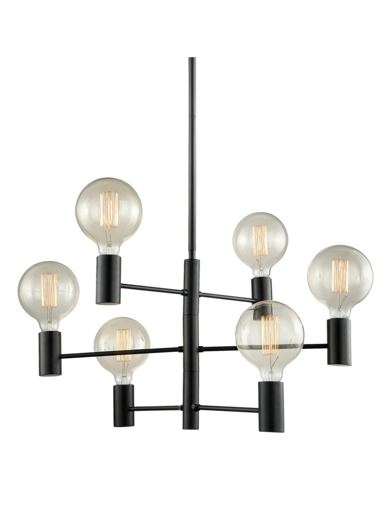Żyrandole w stylu skandynawskim - ITALUX Veva Wisząca E27 6x40W Czarny MDM3339/6 BK - produkt kolory-swiatla.pl 1