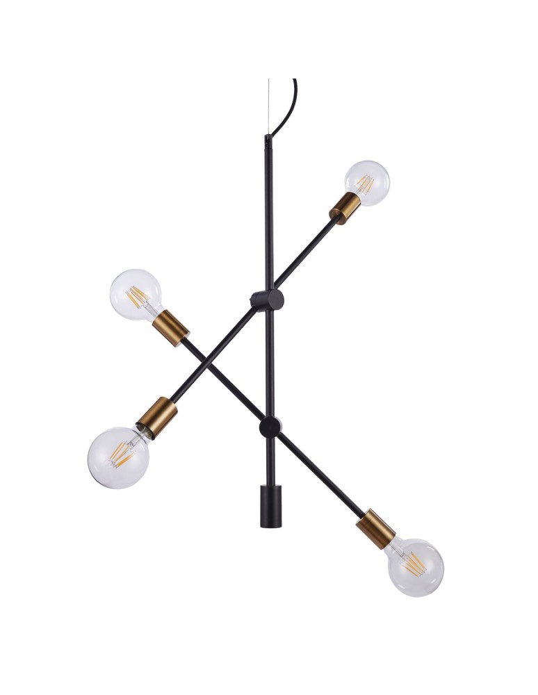 Lampy wiszące - ITALUX Edmond Wisząca E27 4x60W Czarny/Złoty MD-BR-262002-D4-G/B - produkt kolory-swiatla.pl 1
