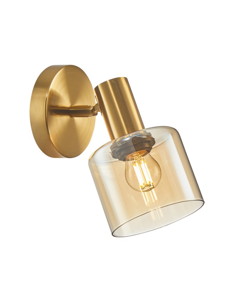 Kinkiety regulowane - ITALUX Santia Kinkiet E27 1x40W Mosiądz WL-65342-1 BRO+AMBER - produkt kolory-swiatla.pl 1