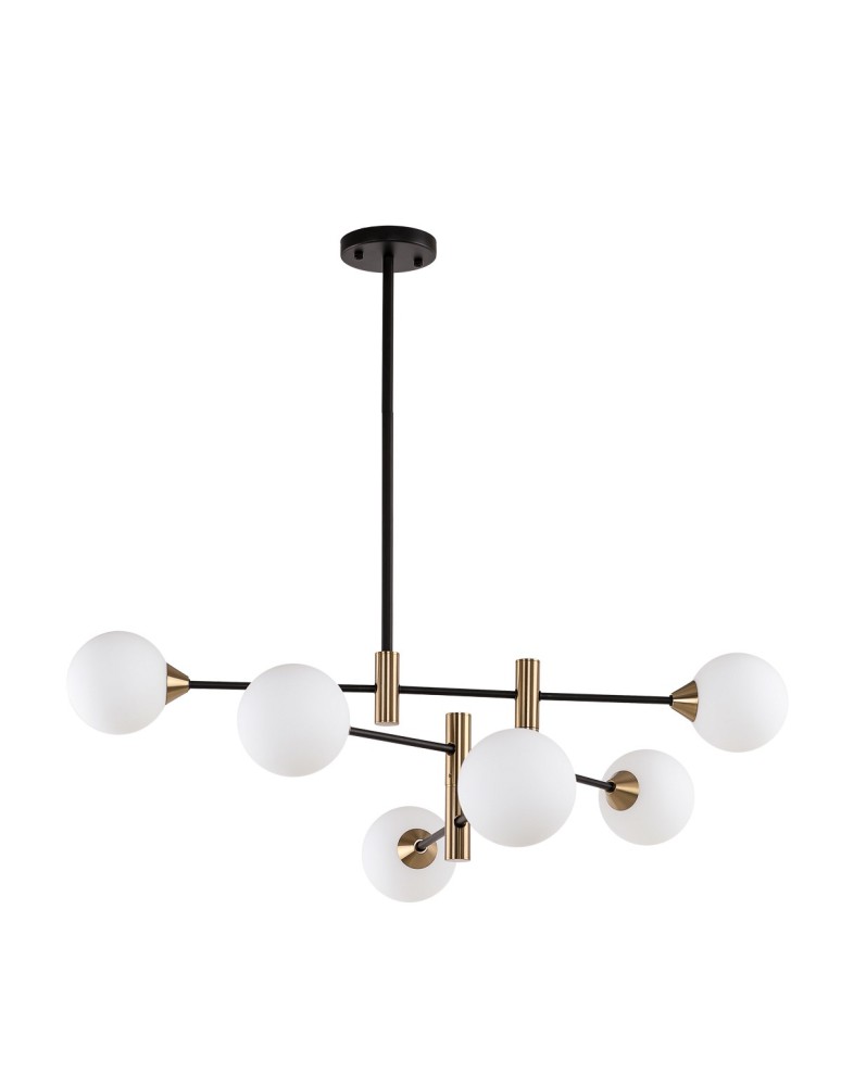 Lampy wiszące kule - ITALUX Marino Wisząca G9 6x25W Czarny/Mosiądz PND-9148-6-OPAL - produkt kolory-swiatla.pl 1