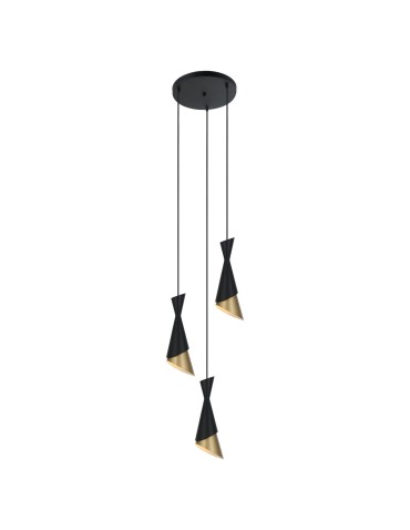 ITALUX Malia Wisząca E27 3x40W Czarny/Złoty PND-85949-3 BK+GD